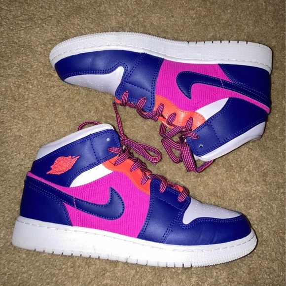 jordan 1 mid fire pink barely grape